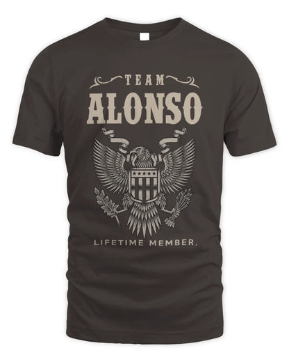 ALONSO TP06-K82 – Personalized Classic Style Apparel “Team NAME Lifetime Member” - Unisex Standard T-Shirt - Dark Chocolate