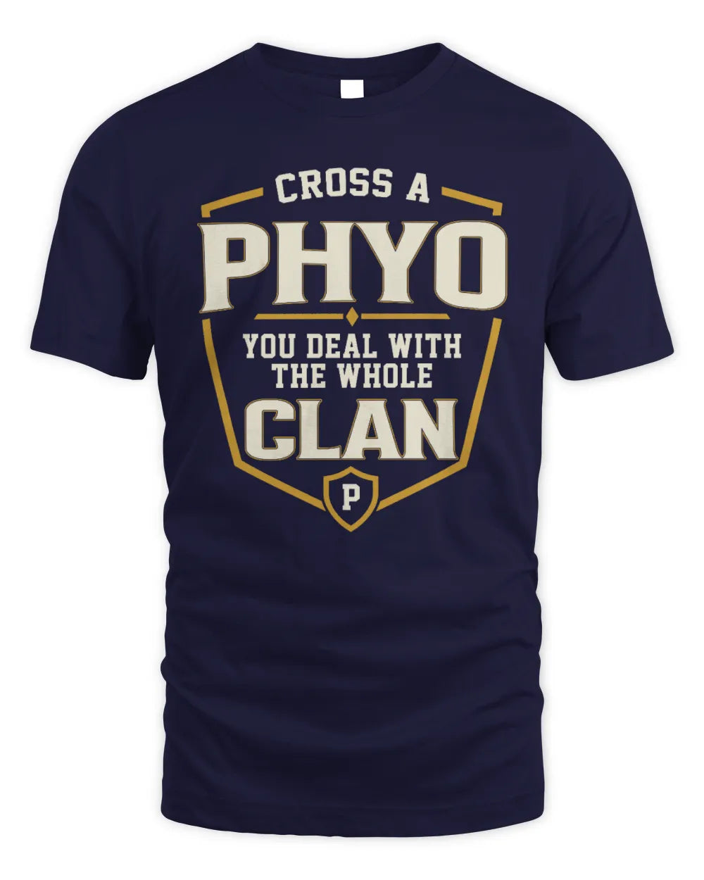 PHYO NT1-K008 Cross A/An NAME, You Deal With the Whole Clan | Personalized Vintage T-Shirt - Unisex Standard T-Shirt - Navy