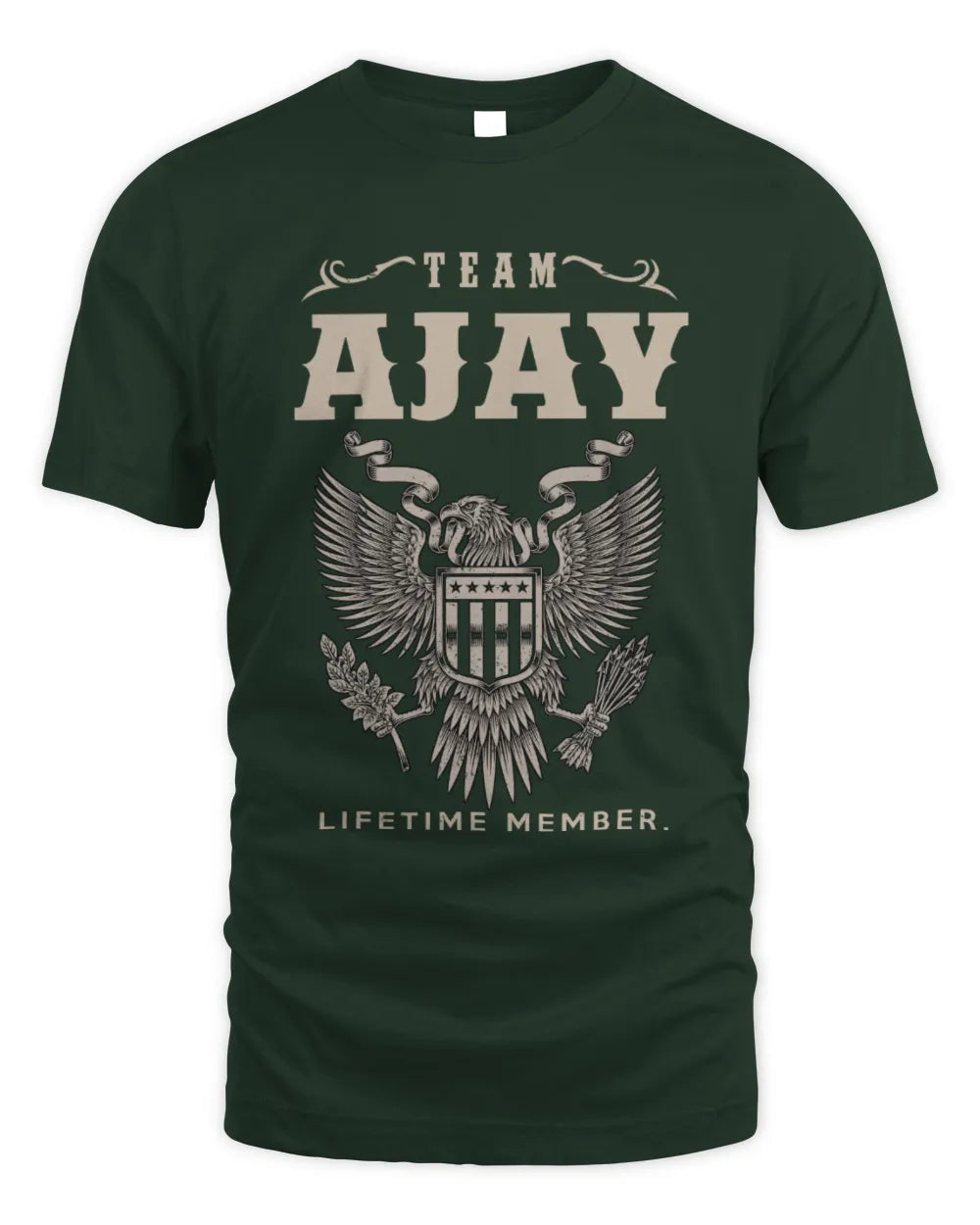 AJAY TP06-K82 – Personalized Classic Style Apparel “Team NAME Lifetime Member” - Unisex Standard T-Shirt - Forest Green
