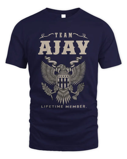 AJAY TP06-K82 – Personalized Classic Style Apparel “Team NAME Lifetime Member” - Unisex Standard T-Shirt - Navy