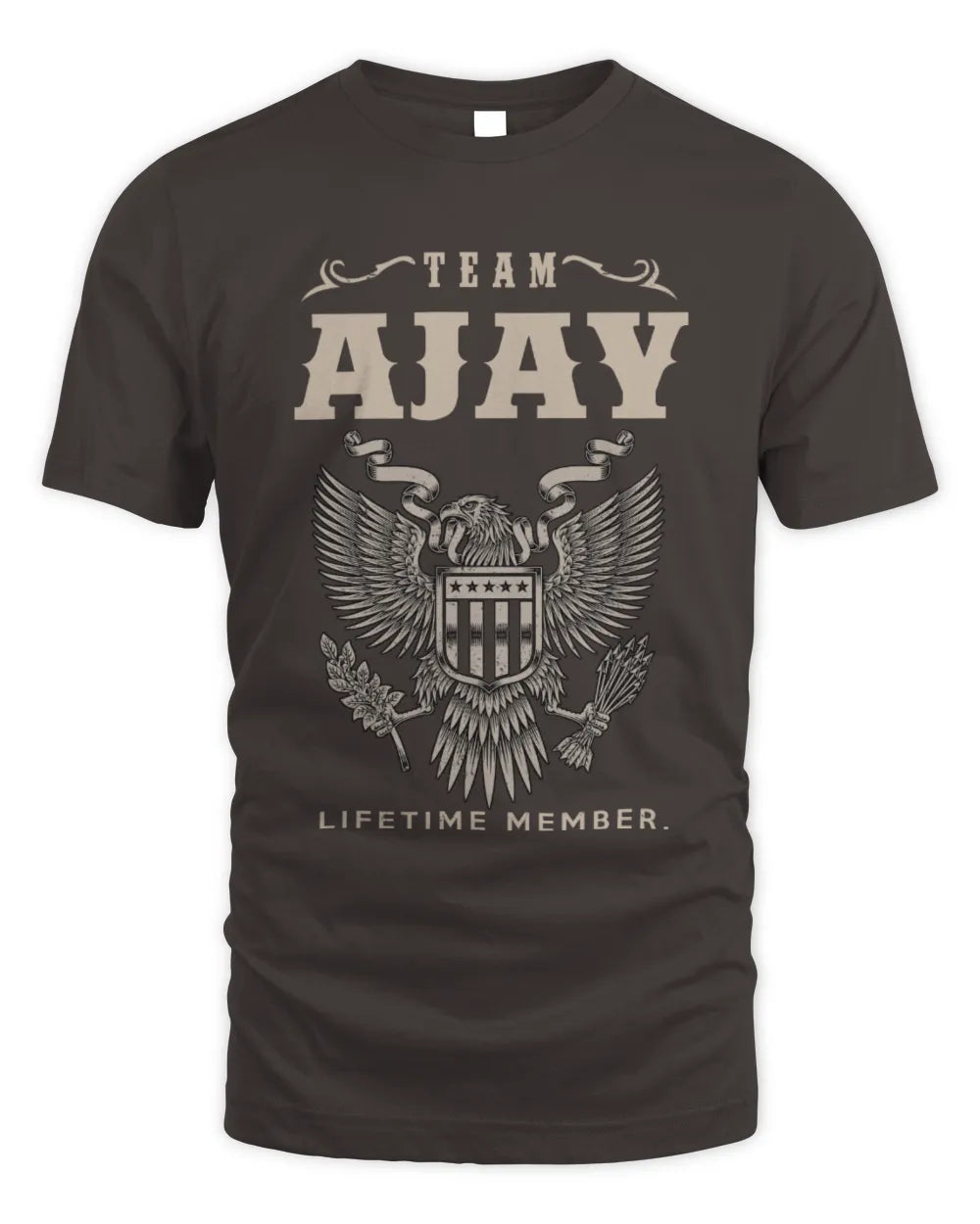 AJAY TP06-K82 – Personalized Classic Style Apparel “Team NAME Lifetime Member” - Unisex Standard T-Shirt - Dark Chocolate