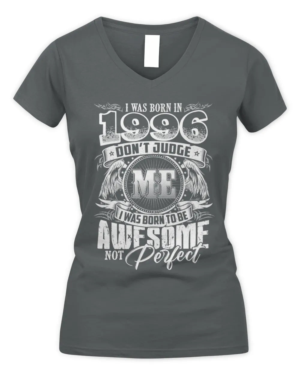 1996 HH89-K2 – Awesome Birth Year Quote T-Shirt - Women's V-Neck T-Shirt - Charcoal