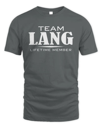 LANG BL62-K4-128 - Personalized “Team NAME Lifetime Member” - Unisex Standard T-Shirt - Charcoal