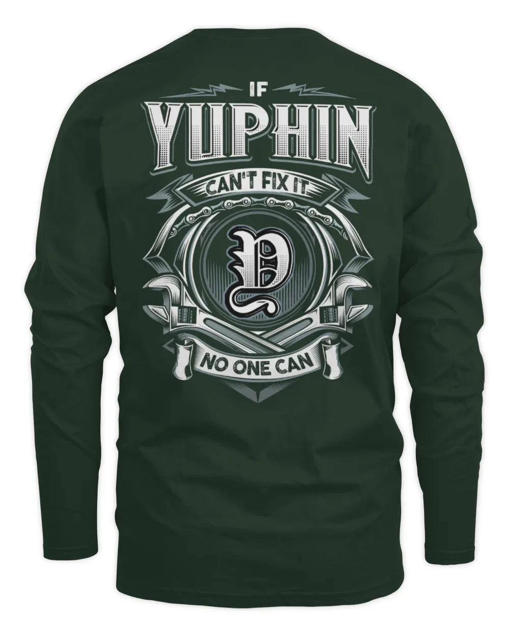 YUPHIN AP81-K4-626 - Personalized Ahmed Quote Apparel “If Ahmed Can't Fix It, No One Can” - Men's Long Sleeved T-Shirt - Forest Green