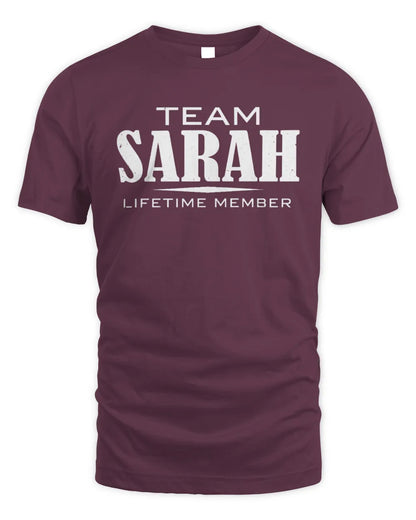 SARAH BL62-K4-128 - Personalized “Team NAME Lifetime Member” - Unisex Standard T-Shirt - Maroon