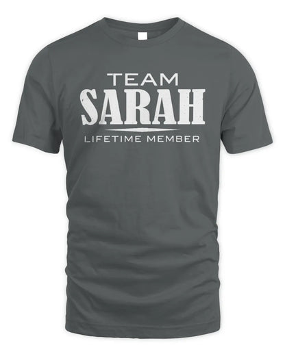 SARAH BL62-K4-128 - Personalized “Team NAME Lifetime Member” - Unisex Standard T-Shirt - Charcoal