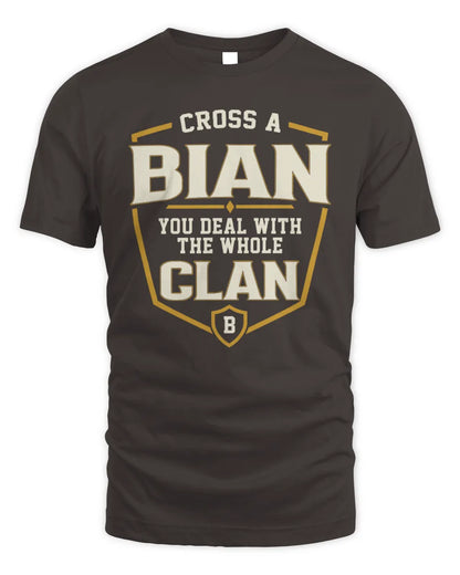 BIAN NT1-K008 Cross A/An NAME, You Deal With the Whole Clan | Personalized Vintage T-Shirt - Unisex Standard T-Shirt - Dark Chocolate