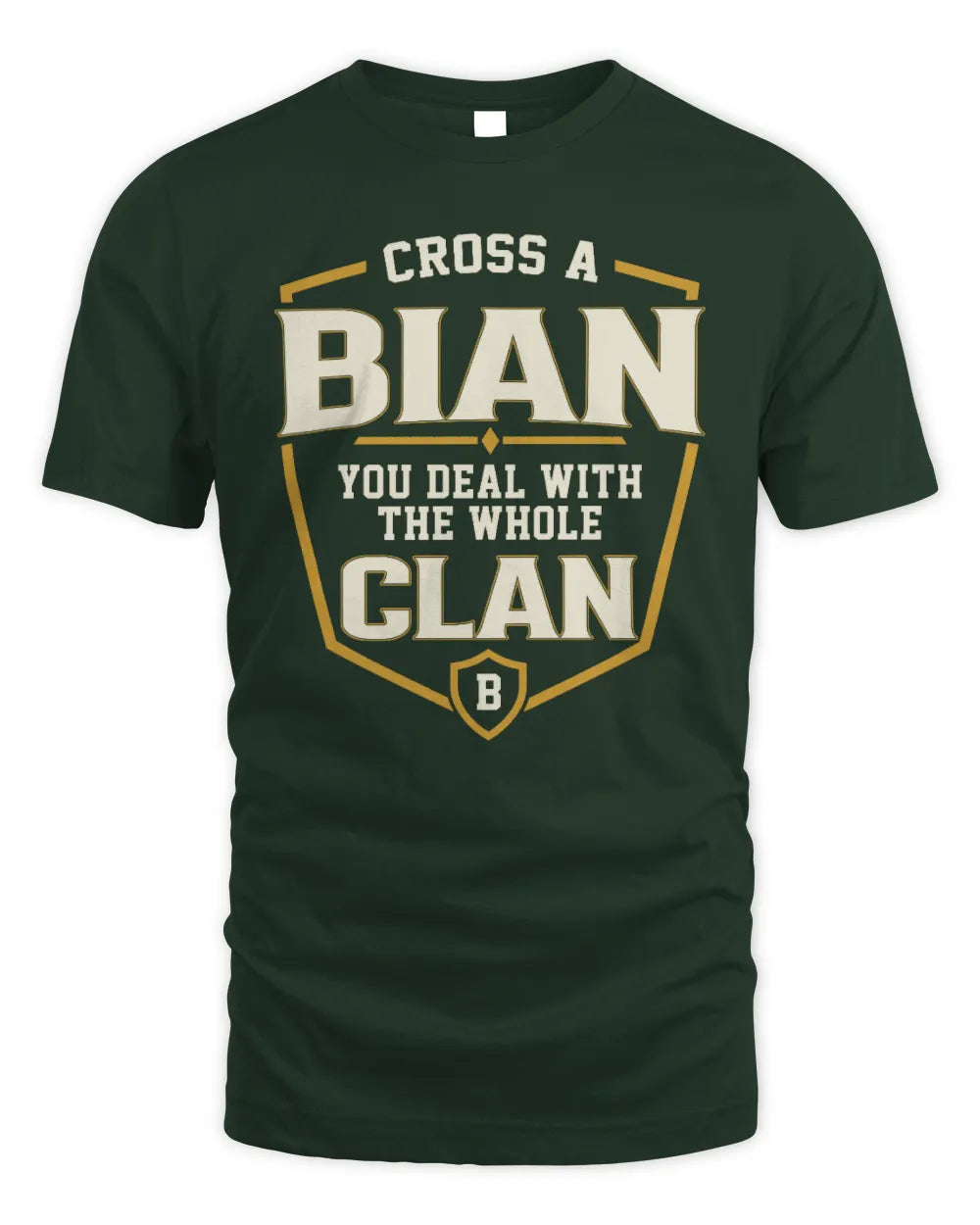 BIAN NT1-K008 Cross A/An NAME, You Deal With the Whole Clan | Personalized Vintage T-Shirt - Unisex Standard T-Shirt - Forest Green