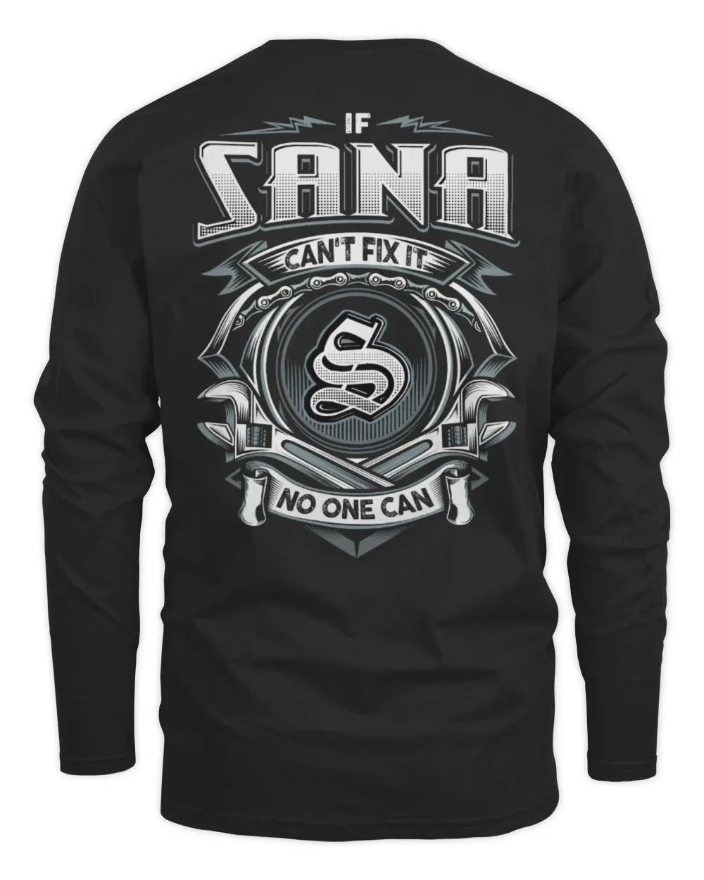 SANA AP81-K4-626 - Personalized Ahmed Quote Apparel “If Ahmed Can't Fix It, No One Can” - Men's Long Sleeved T-Shirt - Black