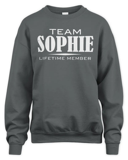 SOPHIE BL62-K4-128 - Personalized “Team NAME Lifetime Member” - Unisex Sweatshirt - Charcoal