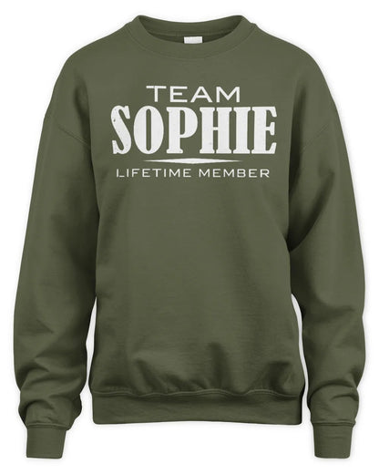 SOPHIE BL62-K4-128 - Personalized “Team NAME Lifetime Member” - Unisex Sweatshirt - Military Green