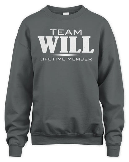 WILL BL62-K4-128 - Personalized “Team NAME Lifetime Member” - Unisex Sweatshirt - Charcoal