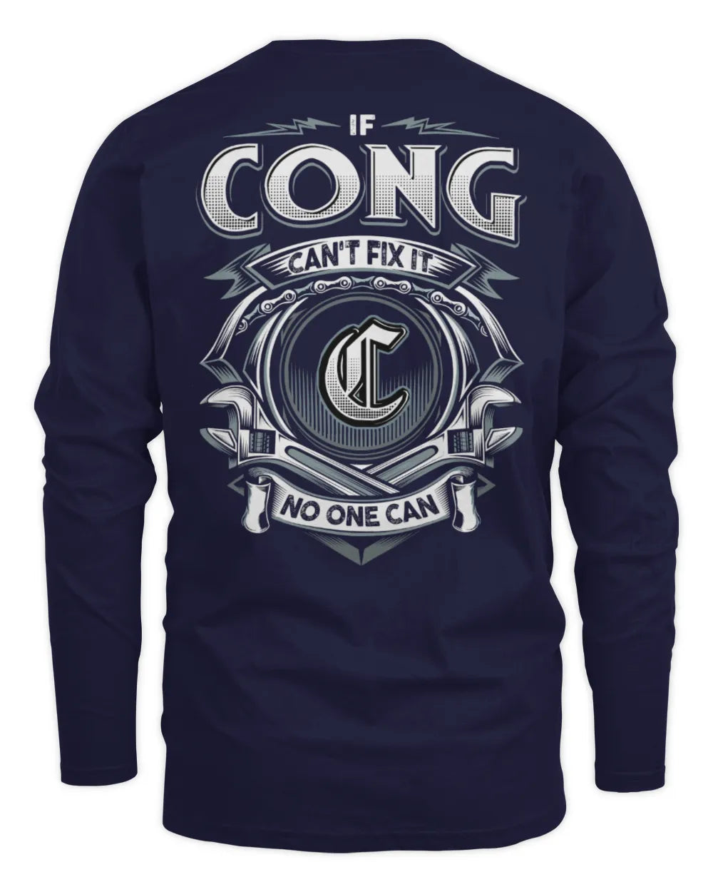 CONG AP81-K4-626 - Personalized Ahmed Quote Apparel “If Ahmed Can't Fix It, No One Can” - Men's Long Sleeved T-Shirt - Navy