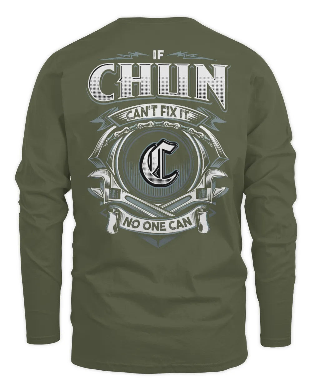 CHUN AP81-K4-626 - Personalized Ahmed Quote Apparel “If Ahmed Can't Fix It, No One Can” - Men's Long Sleeved T-Shirt - Military Green