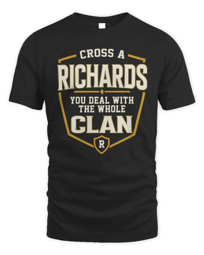 RICHARDS NT1-K008 Cross A/An NAME, You Deal With the Whole Clan | Personalized Vintage T-Shirt - Unisex Standard T-Shirt - Black