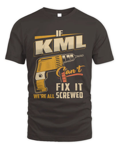 KML TP22-K4-228 - Personalized Handyman T-Shirt “If AARON Can’t Fix It, We’re All Screwed” - Unisex Standard T-Shirt - Dark Chocolate