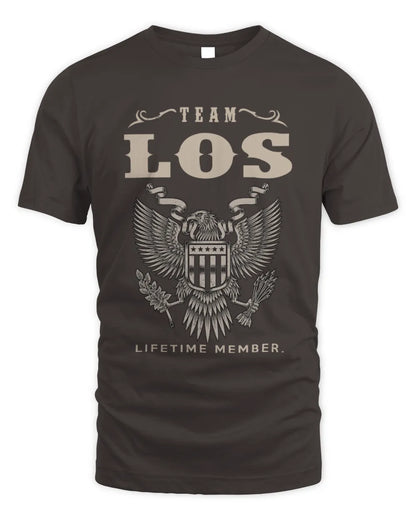 LOS TP06-K82 – Personalized Classic Style Apparel “Team NAME Lifetime Member” - Unisex Standard T-Shirt - Dark Chocolate