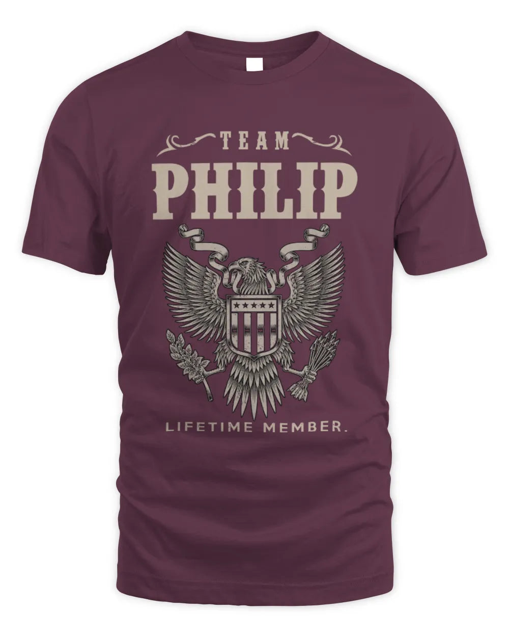 PHILIP TP06-K82 – Personalized Classic Style Apparel “Team NAME Lifetime Member” - Unisex Standard T-Shirt - Maroon