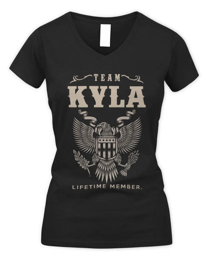 KYLA TP06-K82 – Personalized Classic Style Apparel “Team NAME Lifetime Member” - Women's V-Neck T-Shirt - Black