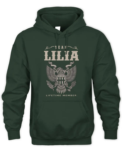 LILIA TP06-K82 – Personalized Classic Style Apparel “Team NAME Lifetime Member” - Unisex Hoodie - Forest Green