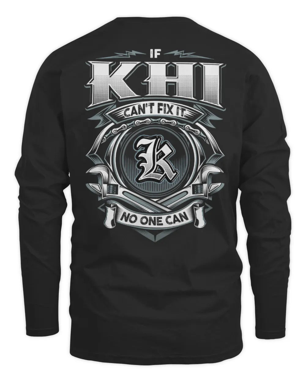 KHI AP81-K4-626 - Personalized Ahmed Quote Apparel “If Ahmed Can't Fix It, No One Can” - Men's Long Sleeved T-Shirt - Black