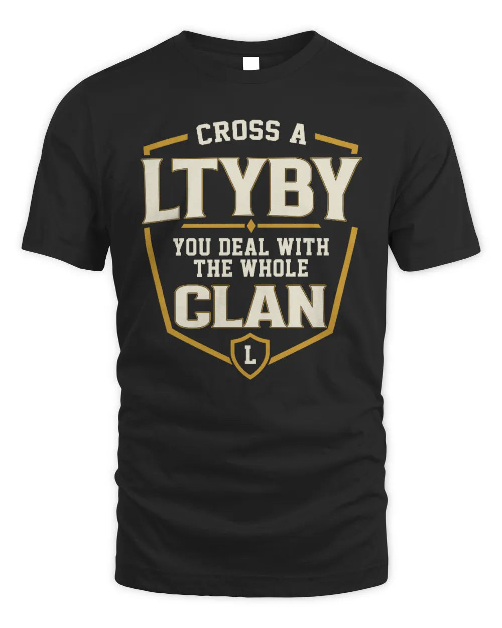 LTYBY NT1-K008 Cross A/An NAME, You Deal With the Whole Clan | Personalized Vintage T-Shirt - Unisex Standard T-Shirt - Black