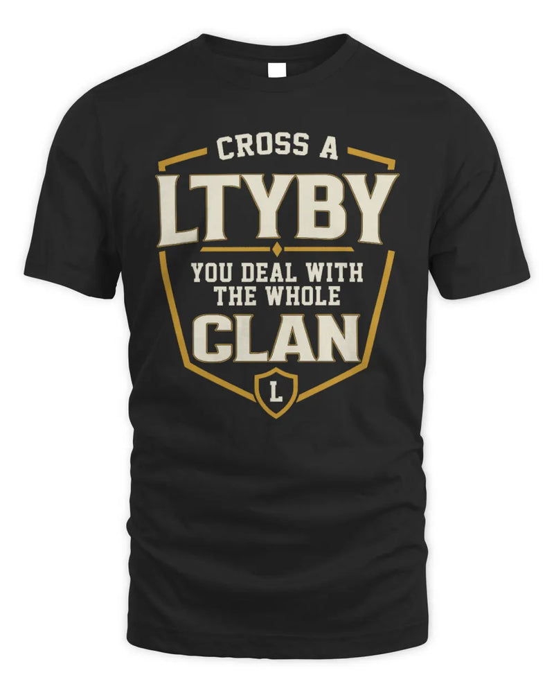 LTYBY NT1-K008 Cross A/An NAME, You Deal With the Whole Clan | Personalized Vintage T-Shirt - Unisex Standard T-Shirt - Black