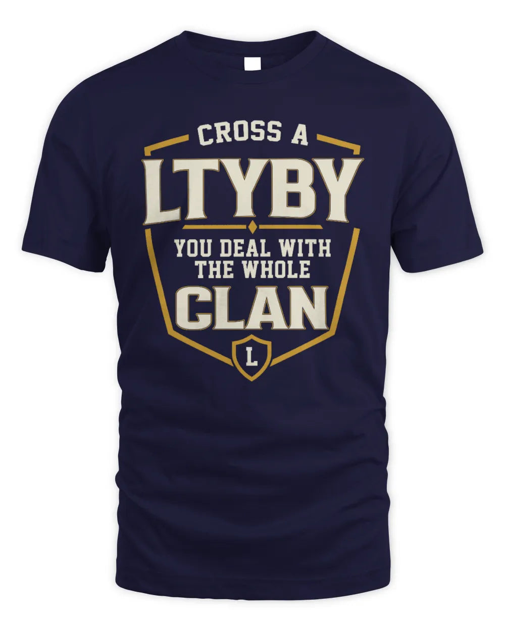 LTYBY NT1-K008 Cross A/An NAME, You Deal With the Whole Clan | Personalized Vintage T-Shirt - Unisex Standard T-Shirt - Navy