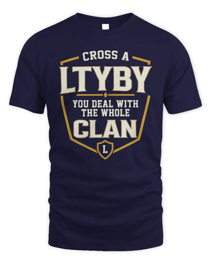LTYBY NT1-K008 Cross A/An NAME, You Deal With the Whole Clan | Personalized Vintage T-Shirt - Unisex Standard T-Shirt - Navy