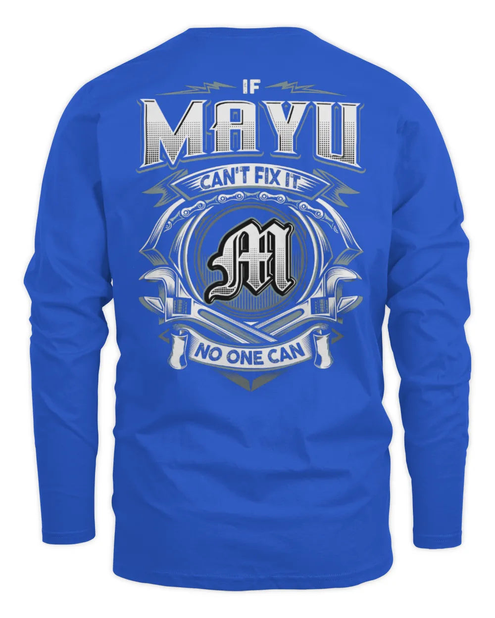 MAYU AP81-K4-626 - Personalized Ahmed Quote Apparel “If Ahmed Can't Fix It, No One Can” - Men's Long Sleeved T-Shirt - Royal