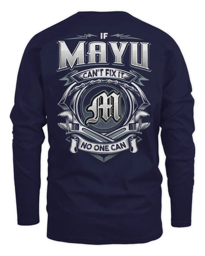 MAYU AP81-K4-626 - Personalized Ahmed Quote Apparel “If Ahmed Can't Fix It, No One Can” - Men's Long Sleeved T-Shirt - Navy