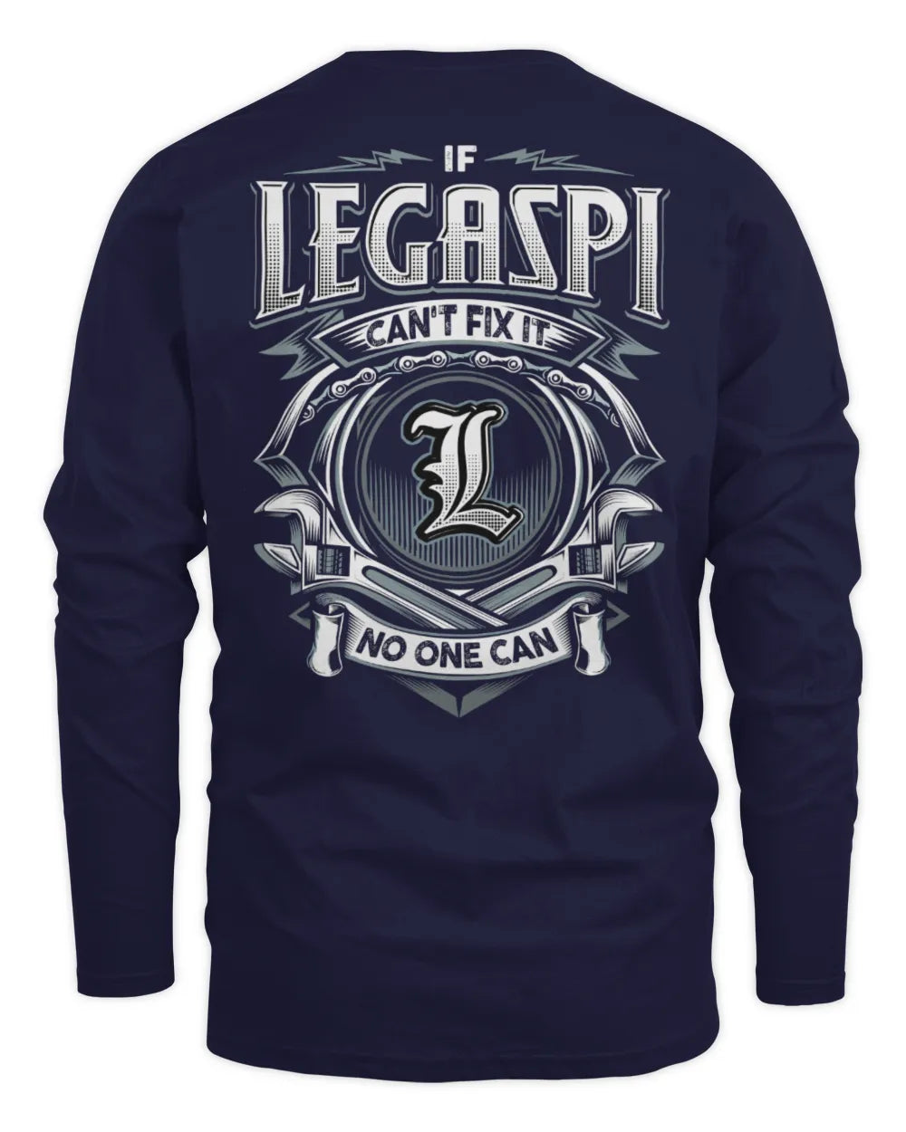 LEGASPI AP81-K4-626 - Personalized Ahmed Quote Apparel “If Ahmed Can't Fix It, No One Can” - Men's Long Sleeved T-Shirt - Navy