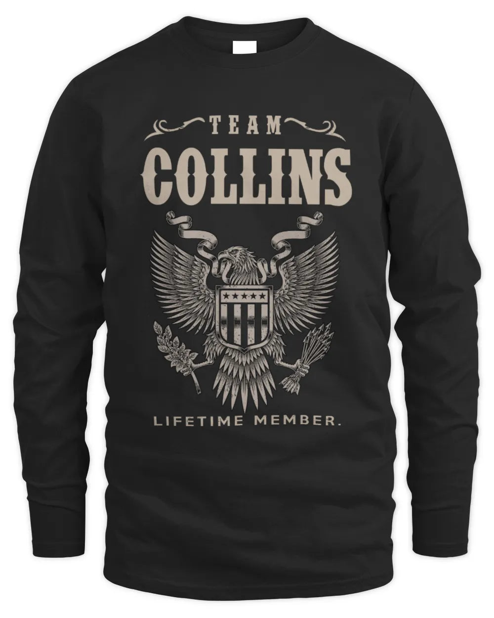 COLLINS TP06-K82 – Personalized Classic Style Apparel “Team NAME Lifetime Member” - Men's Long Sleeved T-Shirt - Black