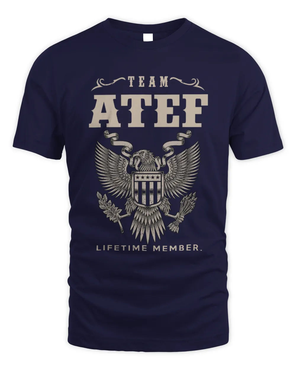 ATEF TP06-K82 – Personalized Classic Style Apparel “Team NAME Lifetime Member” - Unisex Standard T-Shirt - Navy