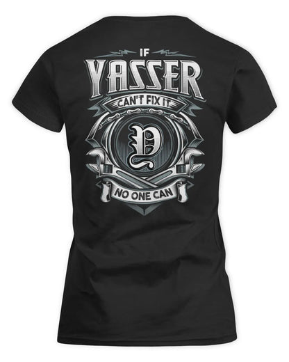 YASSER AP81-K4-626 - Personalized Ahmed Quote Apparel “If Ahmed Can't Fix It, No One Can” - Women's Standard T-Shirt - Black
