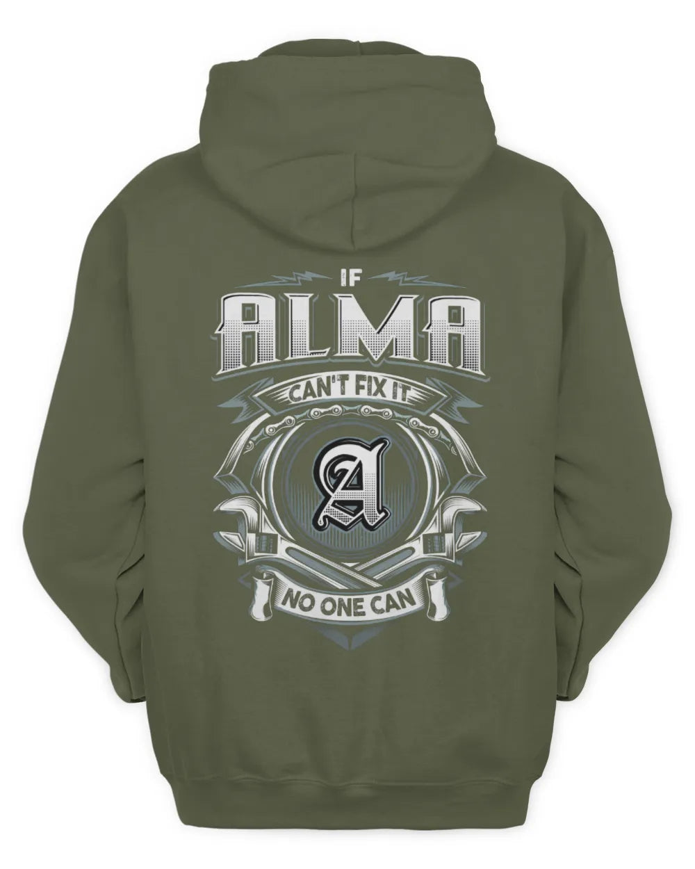 ALMA AP81-K4-626 - Personalized Ahmed Quote Apparel “If Ahmed Can't Fix It, No One Can” - Unisex Hoodie - Military Green