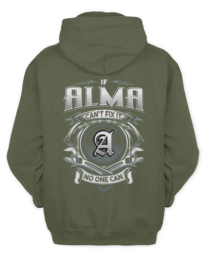 ALMA AP81-K4-626 - Personalized Ahmed Quote Apparel “If Ahmed Can't Fix It, No One Can” - Unisex Hoodie - Military Green