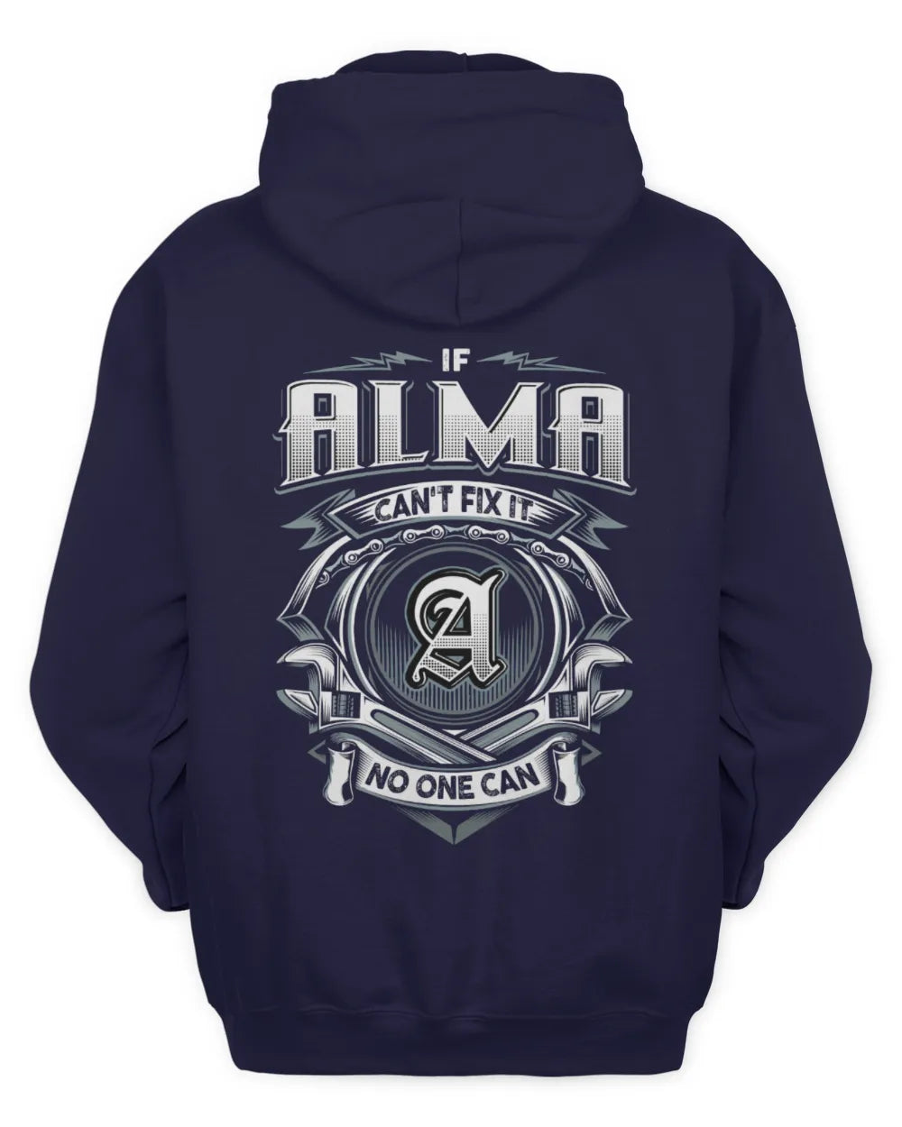 ALMA AP81-K4-626 - Personalized Ahmed Quote Apparel “If Ahmed Can't Fix It, No One Can” - Unisex Hoodie - Navy