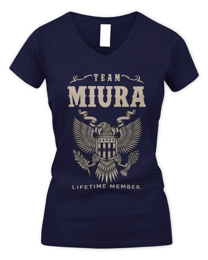 MIURA TP06-K82 – Personalized Classic Style Apparel “Team NAME Lifetime Member” - Women's V-Neck T-Shirt - Navy