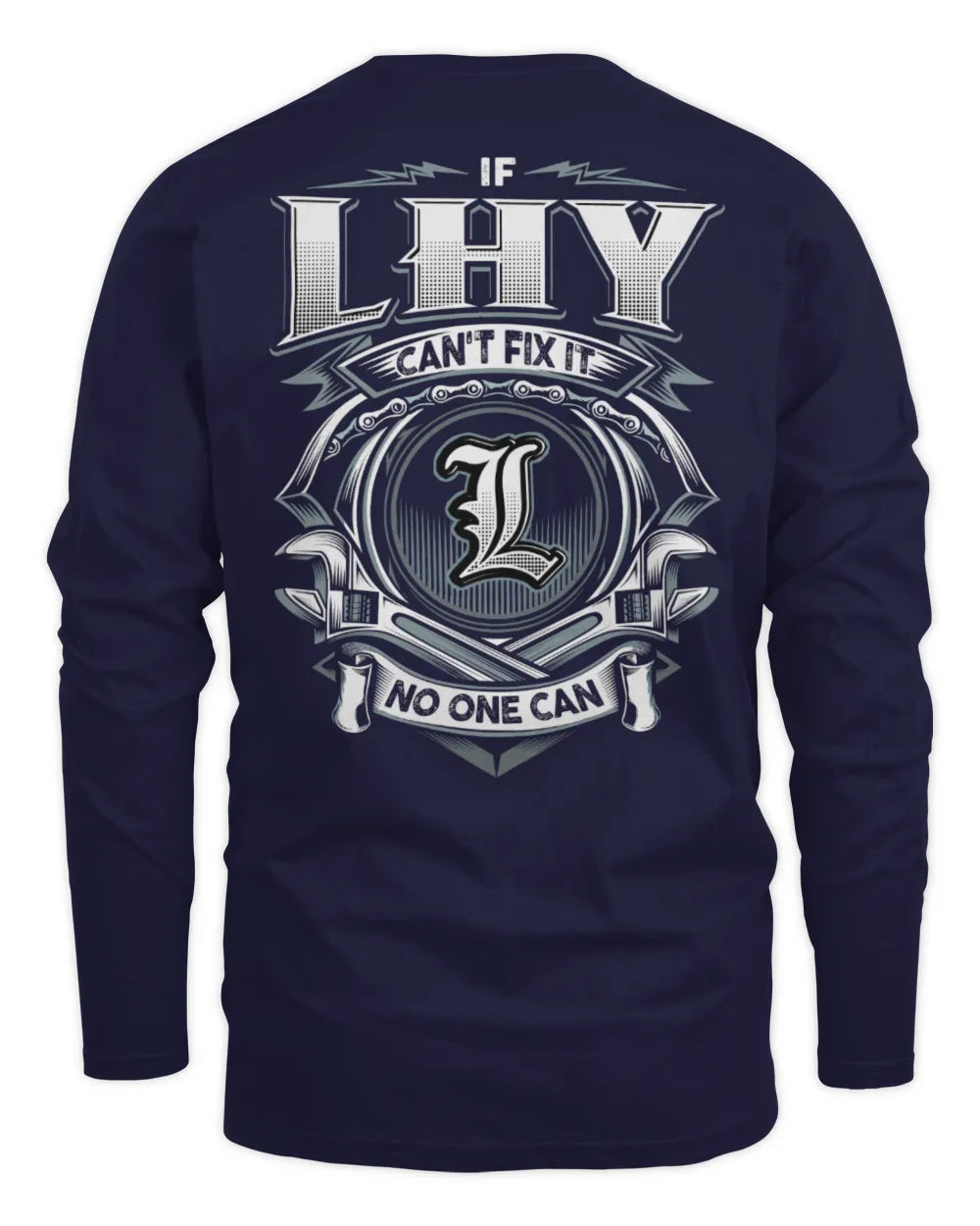 LHY AP81-K4-626 - Personalized Ahmed Quote Apparel “If Ahmed Can't Fix It, No One Can” - Men's Long Sleeved T-Shirt - Navy