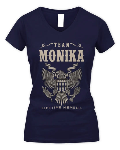 MONIKA TP06-K82 – Personalized Classic Style Apparel “Team NAME Lifetime Member” - Women's V-Neck T-Shirt - Navy
