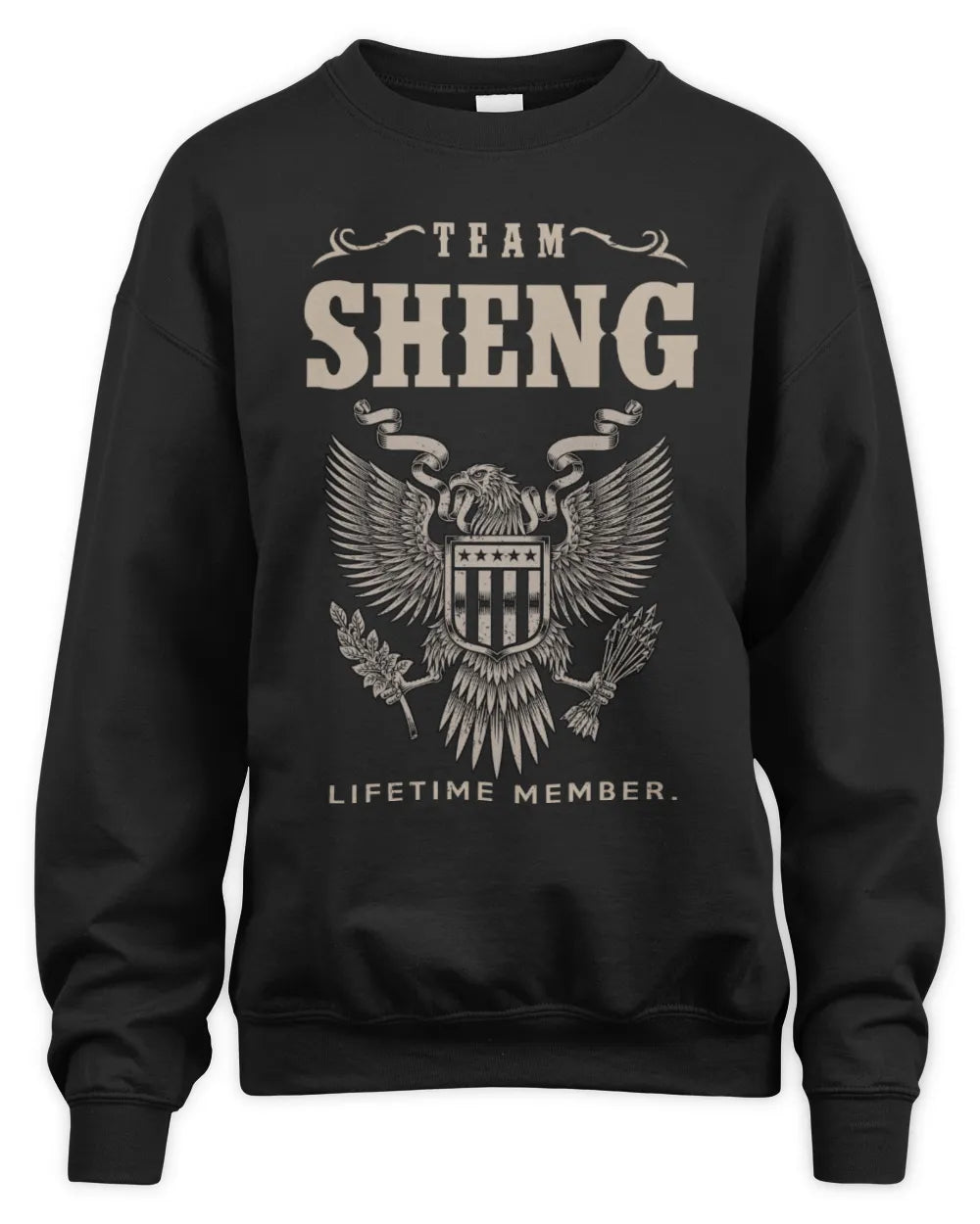 SHENG TP06-K82 – Personalized Classic Style Apparel “Team NAME Lifetime Member” - Unisex Sweatshirt - Black