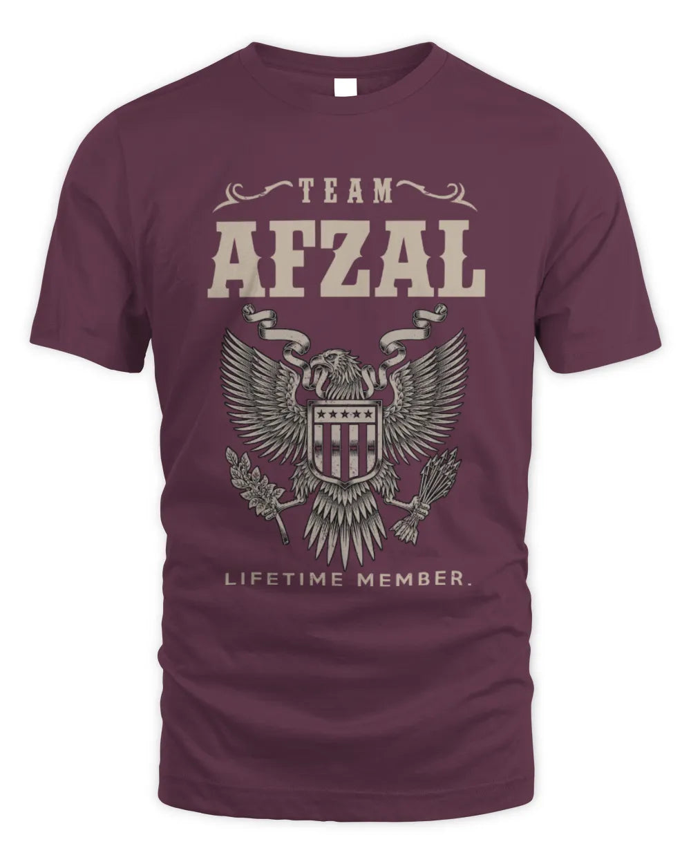 AFZAL TP06-K82 – Personalized Classic Style Apparel “Team NAME Lifetime Member” - Unisex Standard T-Shirt - Maroon