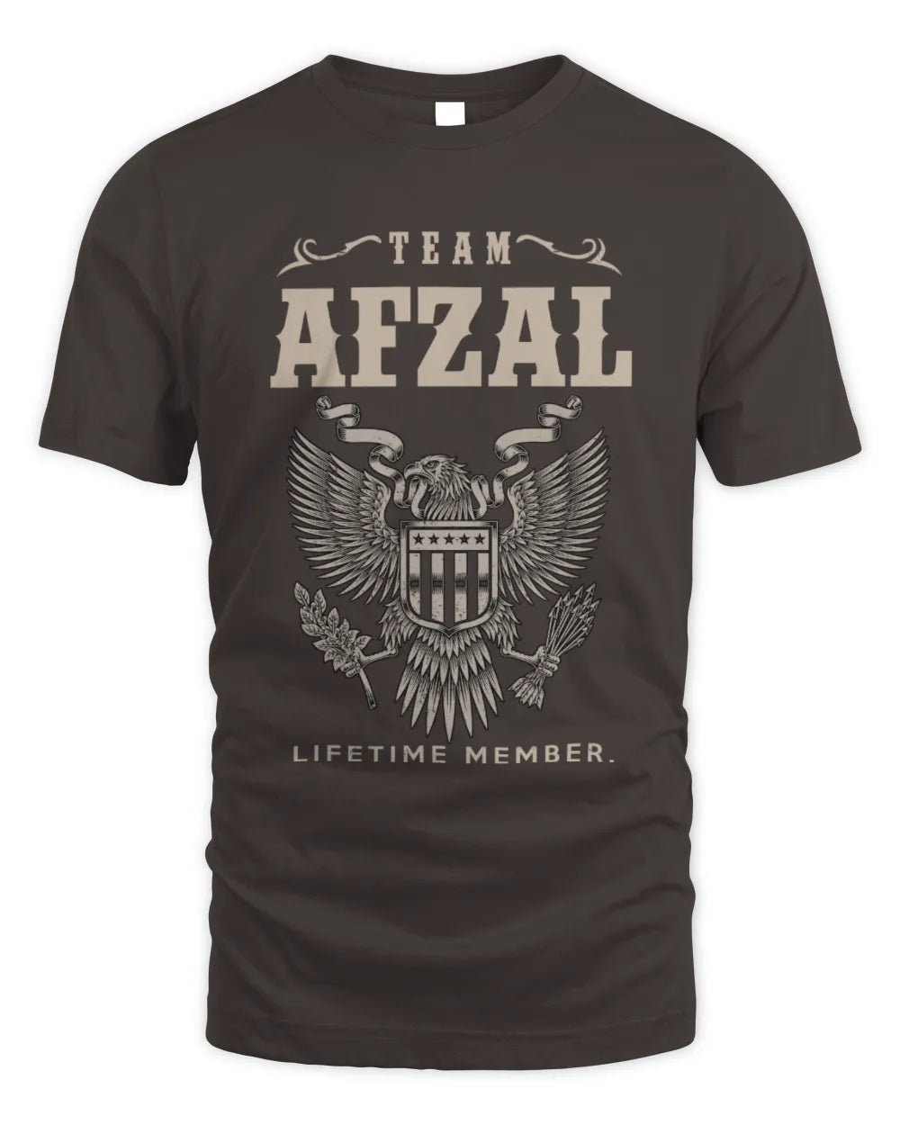 AFZAL TP06-K82 – Personalized Classic Style Apparel “Team NAME Lifetime Member” - Unisex Standard T-Shirt - Dark Chocolate