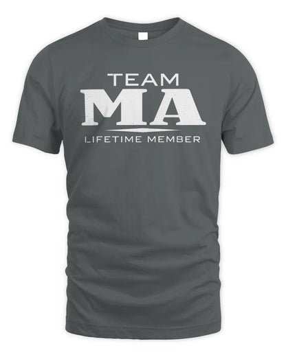 MA BL62-K4-128 - Personalized “Team NAME Lifetime Member” - Unisex Standard T-Shirt - Charcoal