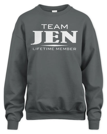 JEN BL62-K4-128 - Personalized “Team NAME Lifetime Member” - Unisex Sweatshirt - Charcoal
