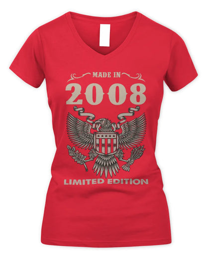 2008 HH89-K2 – Classic Birth Year Limited Edition T-Shirt - Women's V-Neck T-Shirt - Red