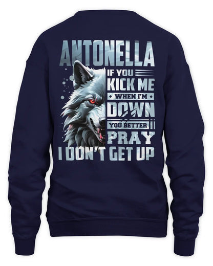 ANTONELLA AP62-K4-666 - Personalized Fierce Wolf Quote Apparel “If You Kick Me When I’m Down, You Better Pray I Don’t Get Up” - Unisex Sweatshirt - Navy