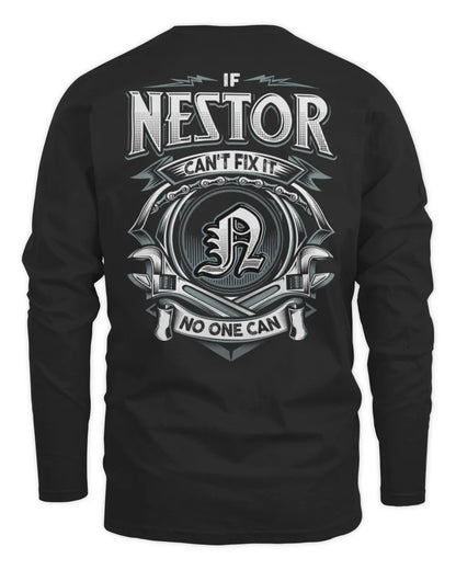 NESTOR AP81-K4-626 - Personalized Ahmed Quote Apparel “If Ahmed Can't Fix It, No One Can” - Men's Long Sleeved T-Shirt - Black