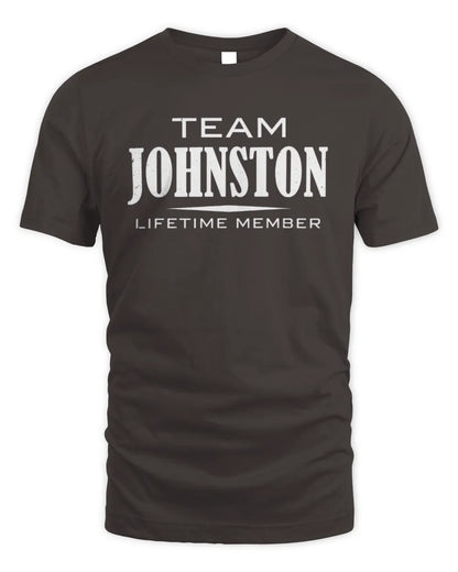 JOHNSTON BL62-K4-128 - Personalized “Team NAME Lifetime Member” - Unisex Standard T-Shirt - Dark Chocolate